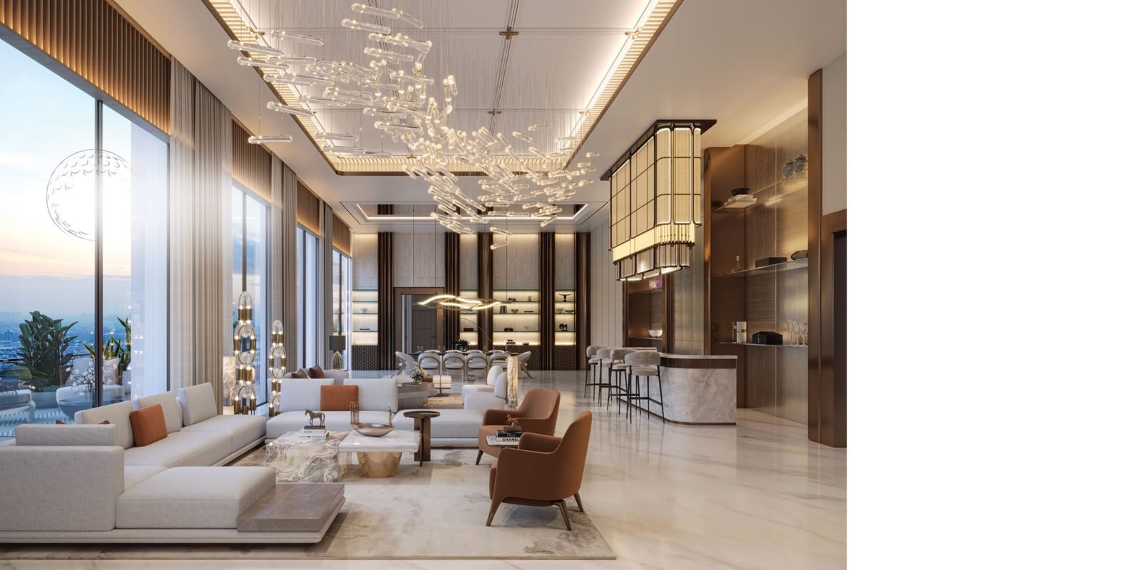 GQ club living and dining space