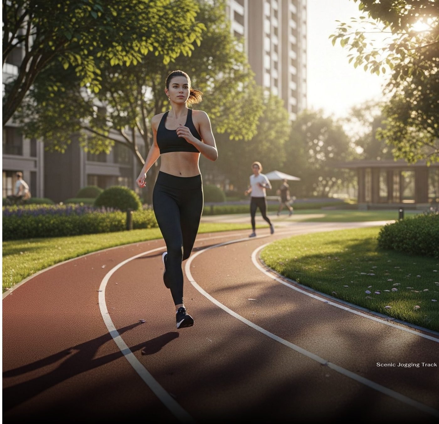 Yoga zone, outdoor gym and jogging track