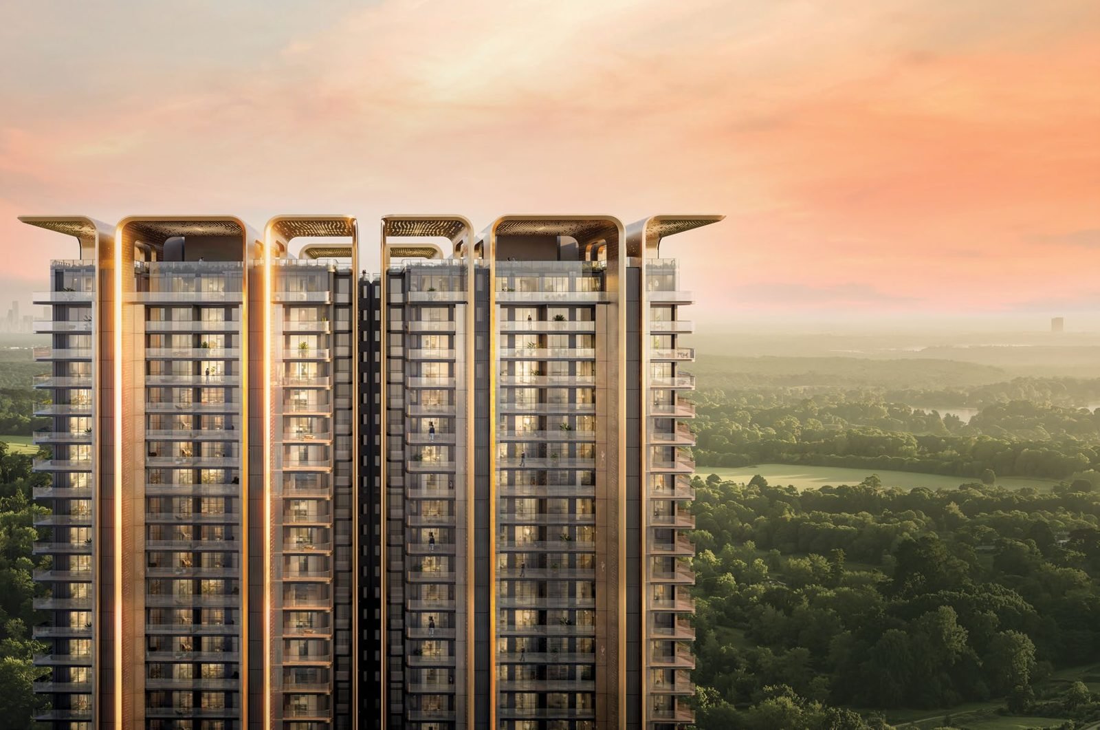 Twin towers at golden hour