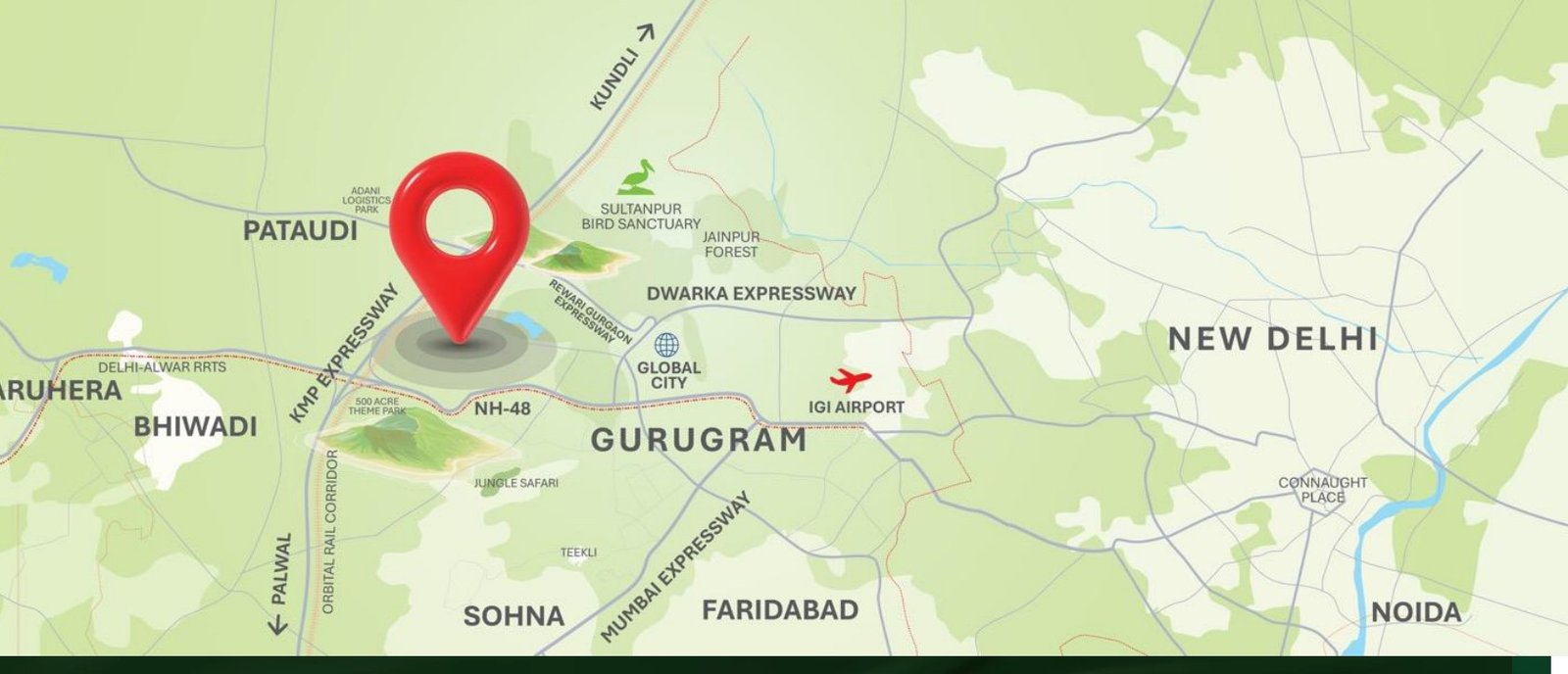 Location & connectivity map of M3M Forestia West, Gurgaon International City (GIC), Dwarka Expressway, Gurugram